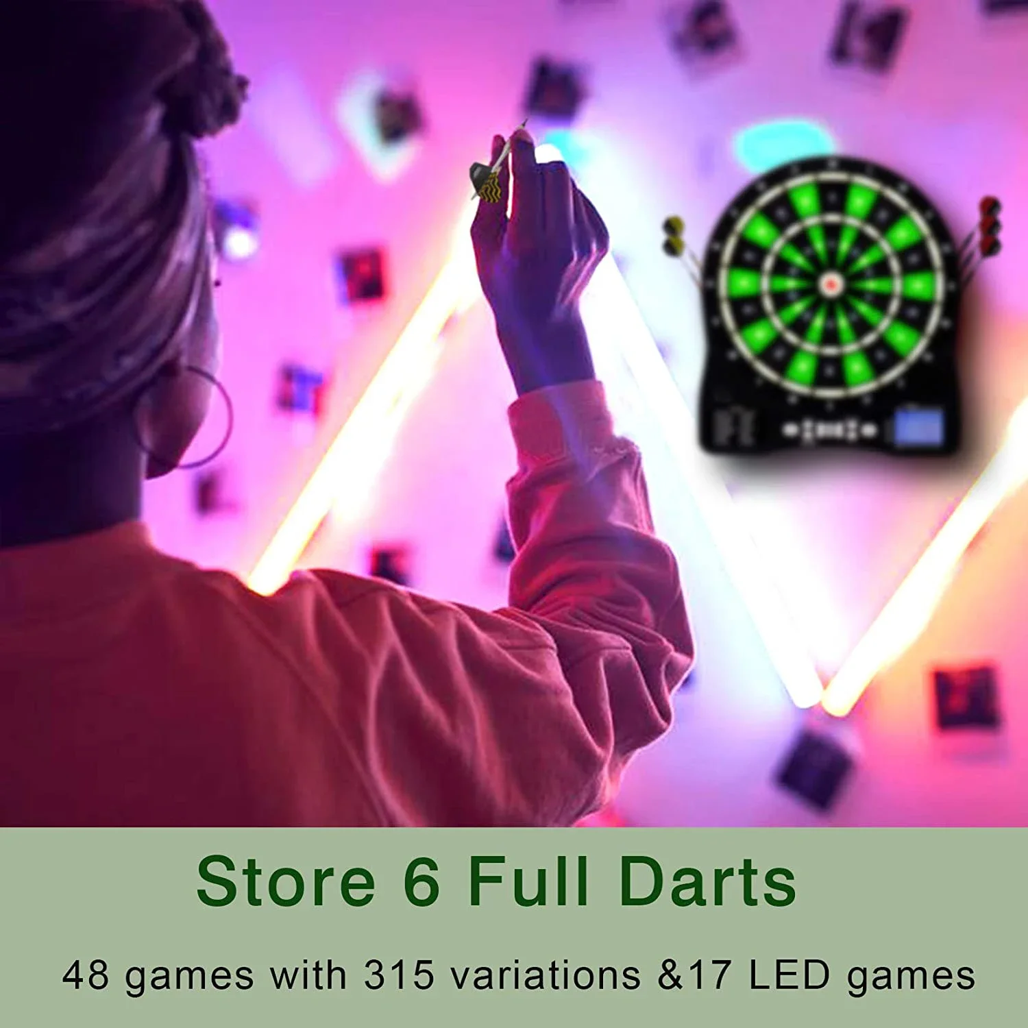 Win.max best home electronic dart game board with 6 Darts for family gathering