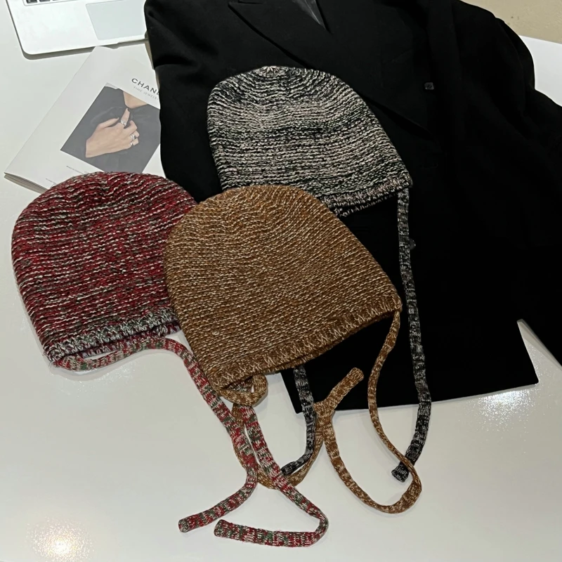 Winter Fashion Knitted Mobile Phone Bag Double Braid Hat Tote Bag Dual-Purpose Female Warm Headband Hat For Women