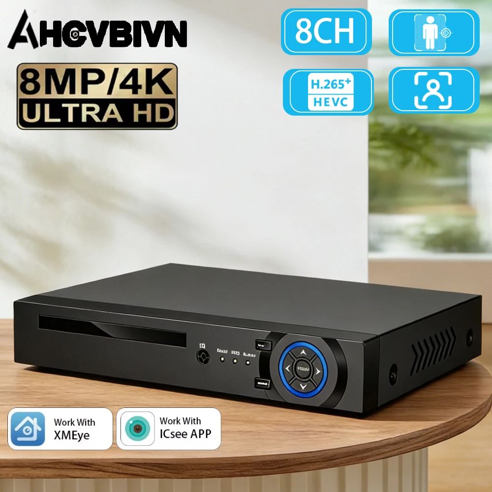 

4K POE NVR видеорегистратор, IP-камера с аудио, система видеонаблюдения H.265, сетевая камера с распознаванием лиц, P2P, Xmeye