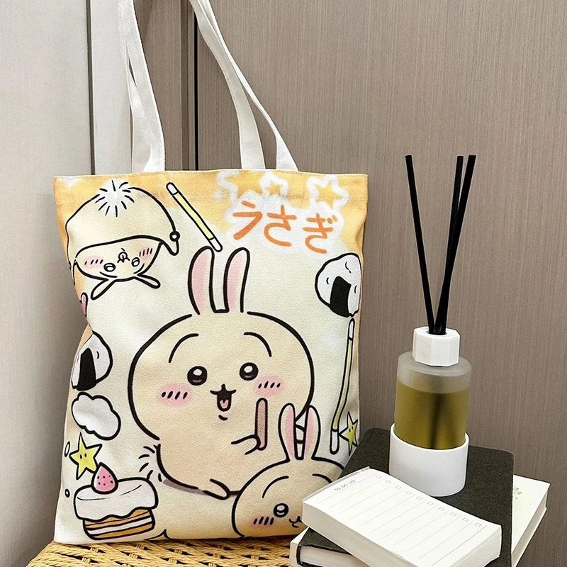 Chiikawa Canvas Bag Kawaii Anime Cute Hachiware Usagi Student Outdoor Cartoon Cosmetics Handbag Book Storage Bag Toy Girls Gifts