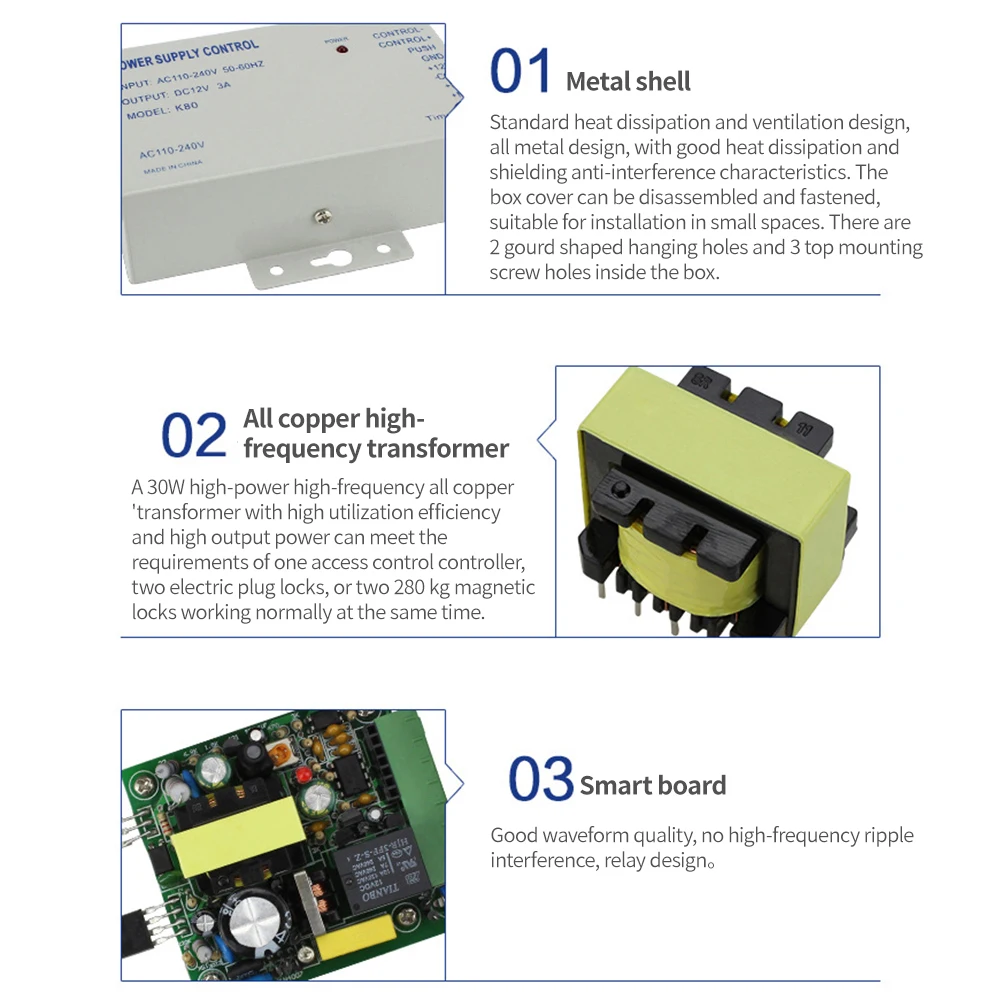 Fuente de alimentación de interruptor de sistema de Control de acceso de puerta, calidad Superior, cc 12V, 3A/CA 110 ~ 240V, nuevo