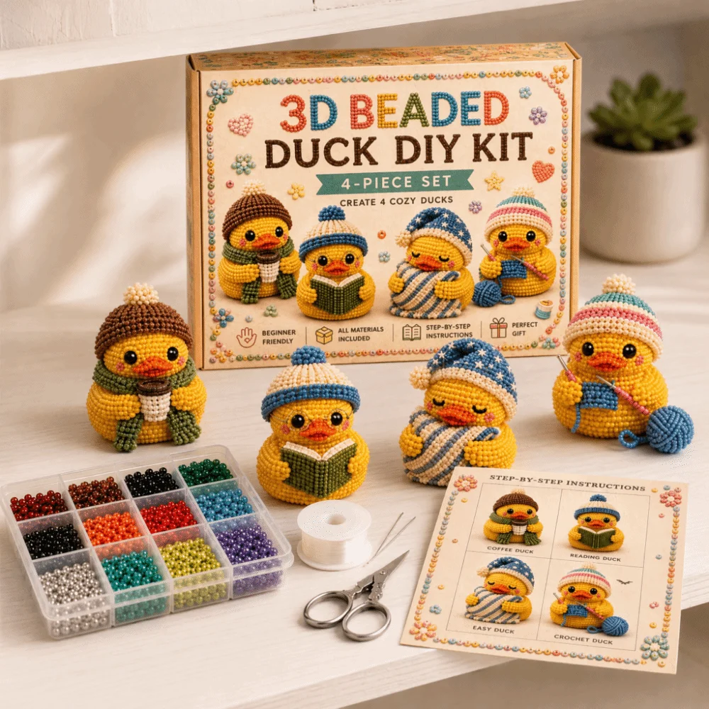 Handmade Tiny Beads 3D Beaded Duck Kit Animal Shape Creative Craft Bead Weaving Kit Cute Design DIY Bead Craft Kit For Adults &