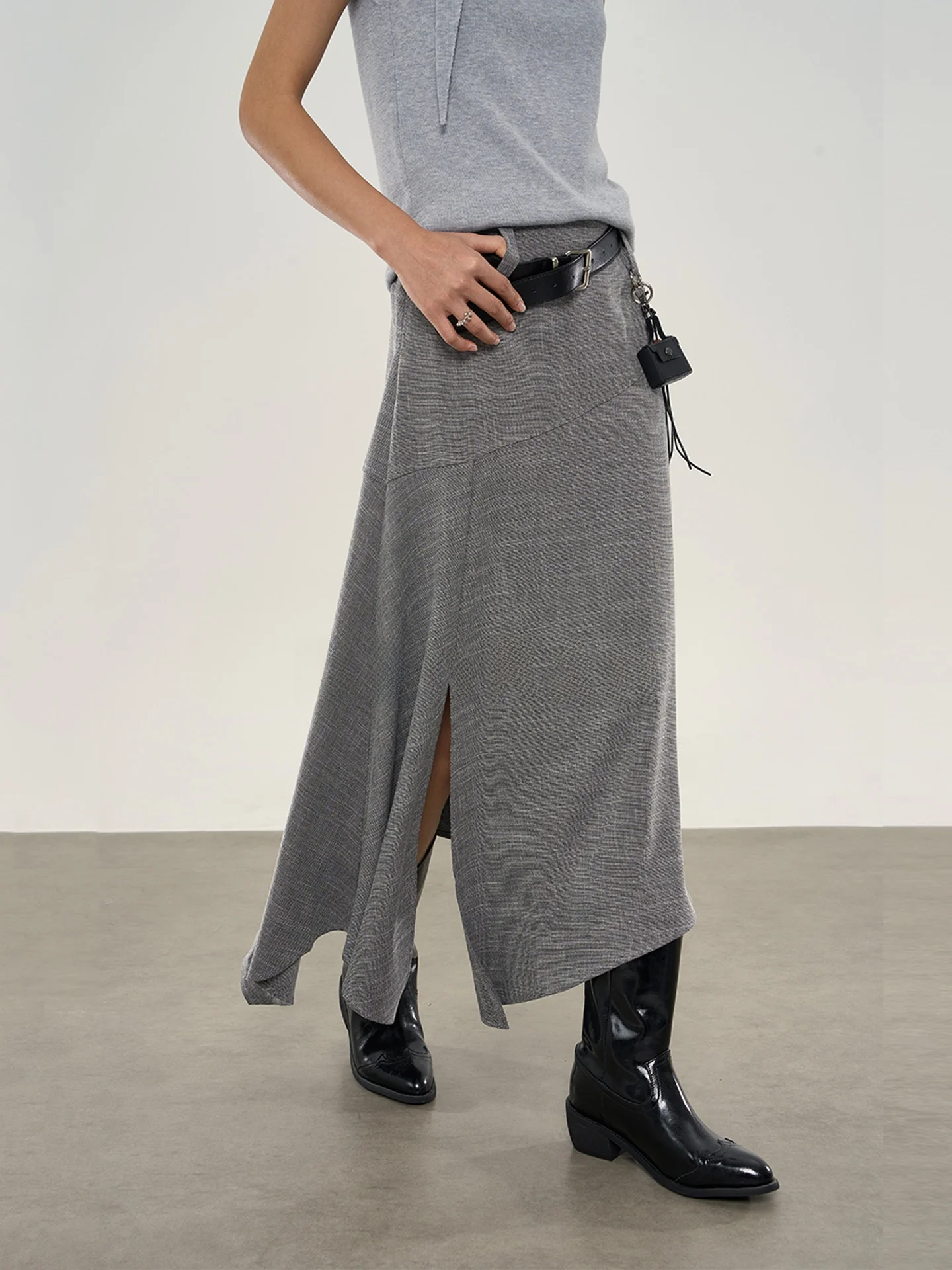 

Юбка с высокой талией асимметричного кроя с поясом, женская свободная длинная юбка с боковым разрезом, для повседневной носки, удобная, дышащая