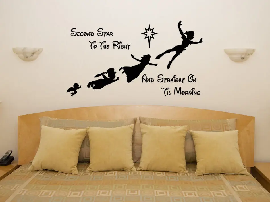 Peter Pan Second Star  Children's Bedroom Living Room Music Decal Wall Art Sticker Picture  Decor