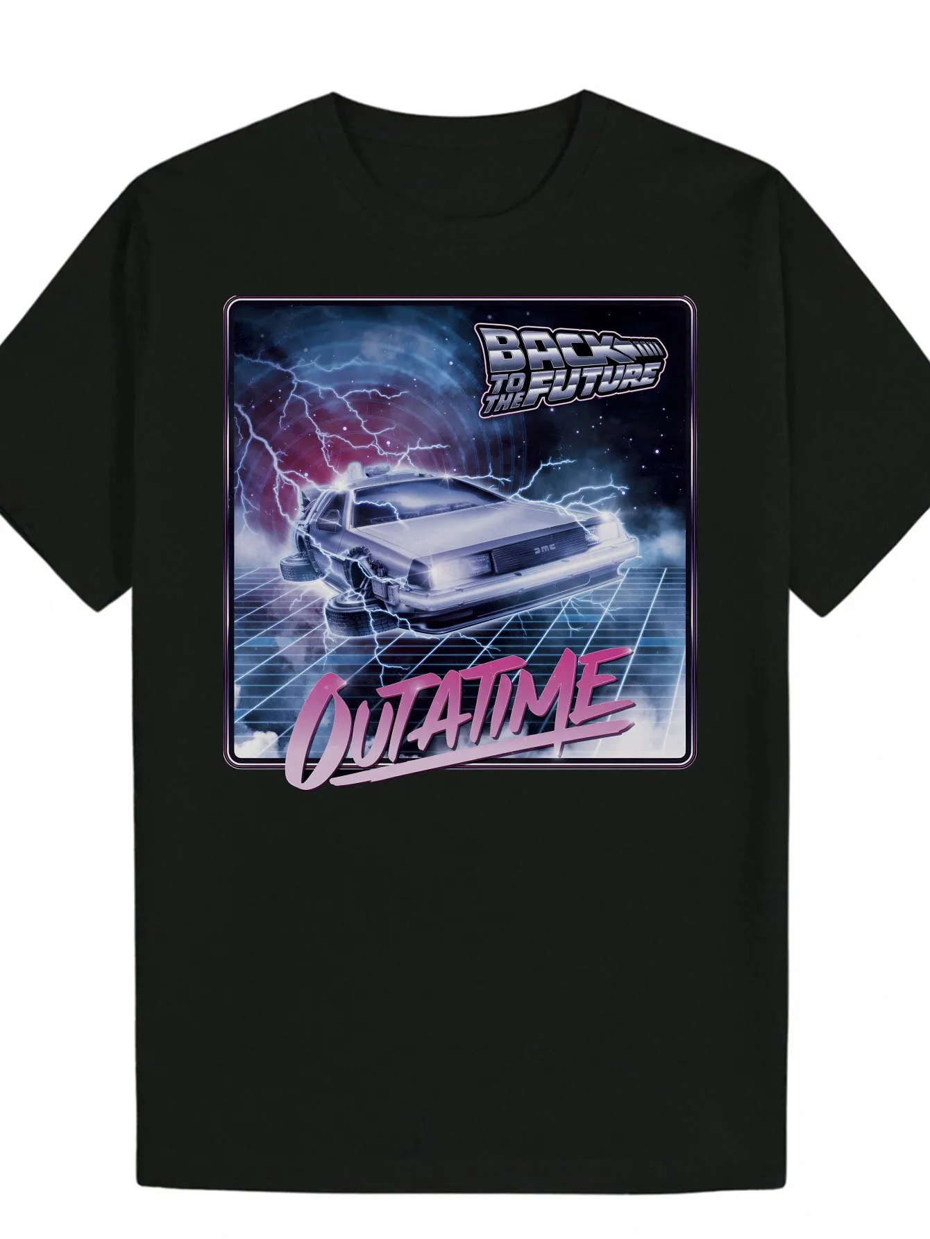 

DeLorean Sci-Fi Print T-Shirt, Men's Casual Crew Neck