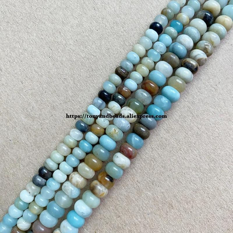 Natural Stone Smooth Rondelle Mixed Amazonite 7\