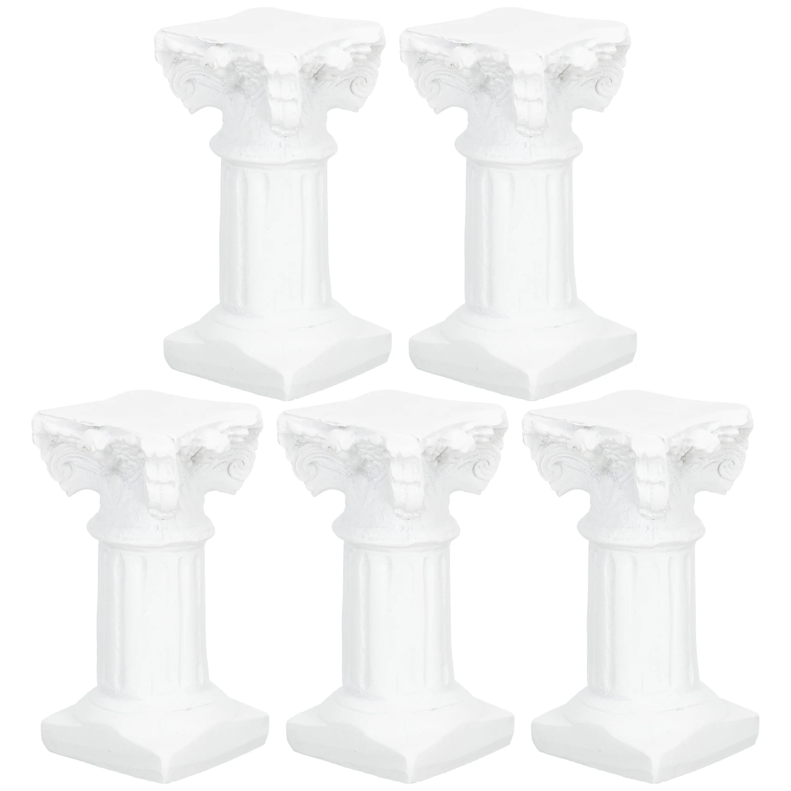 

5 Pcs Roman Column Statue Ornament Rome Decor Columns Pillars Fish Tank Resin Wedding Home