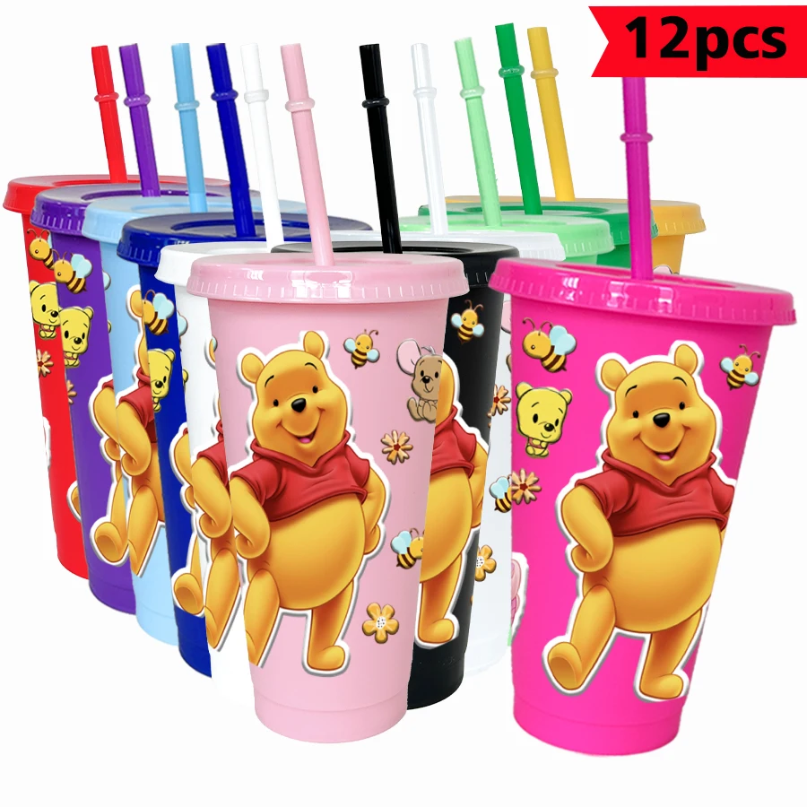 

12 pcs/pack Disney, Winnie the Pooh, Bee 26oz colorful plastic tumbler birthday party drinking utensils juice coffee cup
