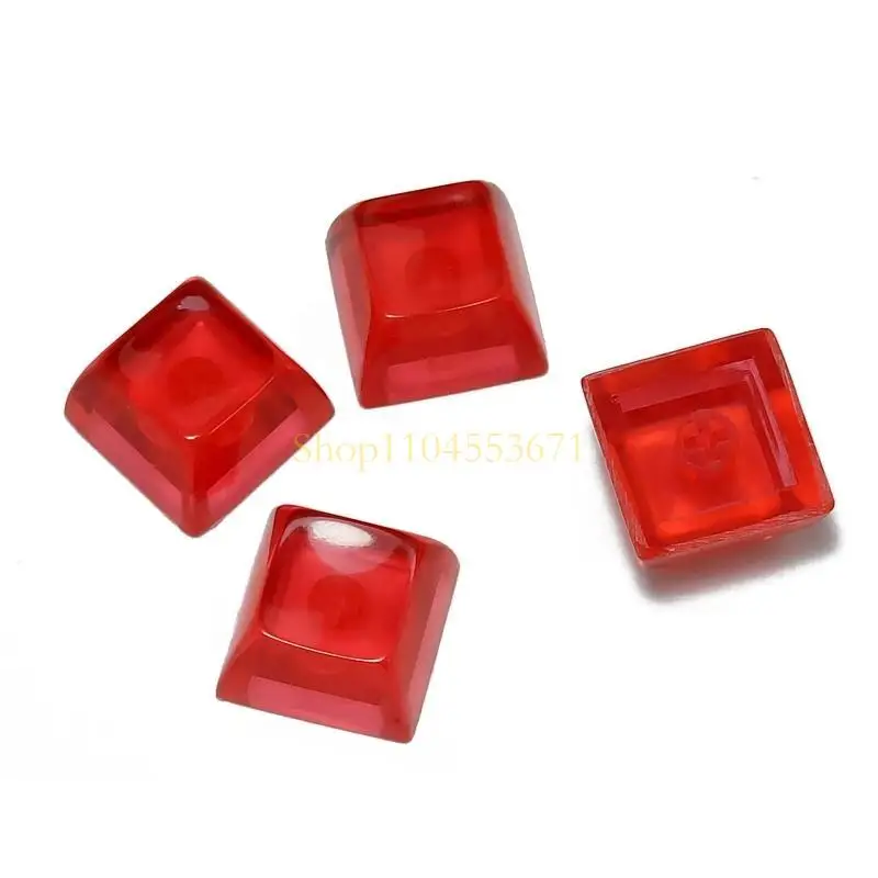 ผู้ขายที่ดีที่สุด 4PCS Resin Keycap DIY คีย์บอร์ด RGB โปร่งแสงสีแดง SA Keycaps