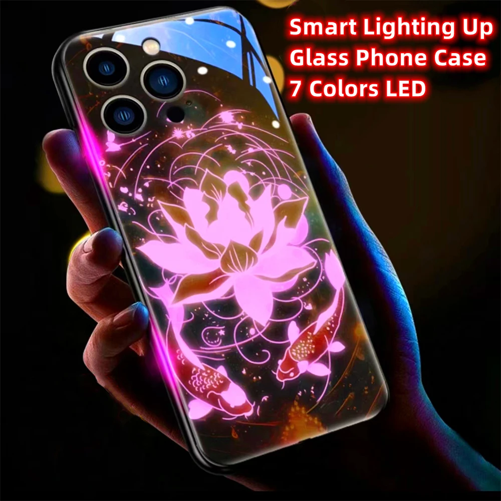 Reine Kristall-Lotus-Design-Handyhülle mit Sound-Musik-Steuerung und LED-Licht für Samsung S26 S25 S24 S23 S22 S21 S20 FE Plus Ultra – Detail 26