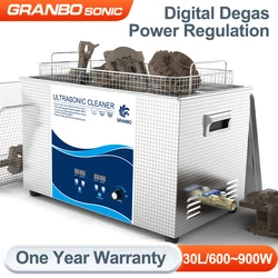 Granbosonic Industrial Ultrasonic Cleaner 30L 600W 900W Tank Variable Power For PCB Auto & Hardware Parts Deep Oil Rust