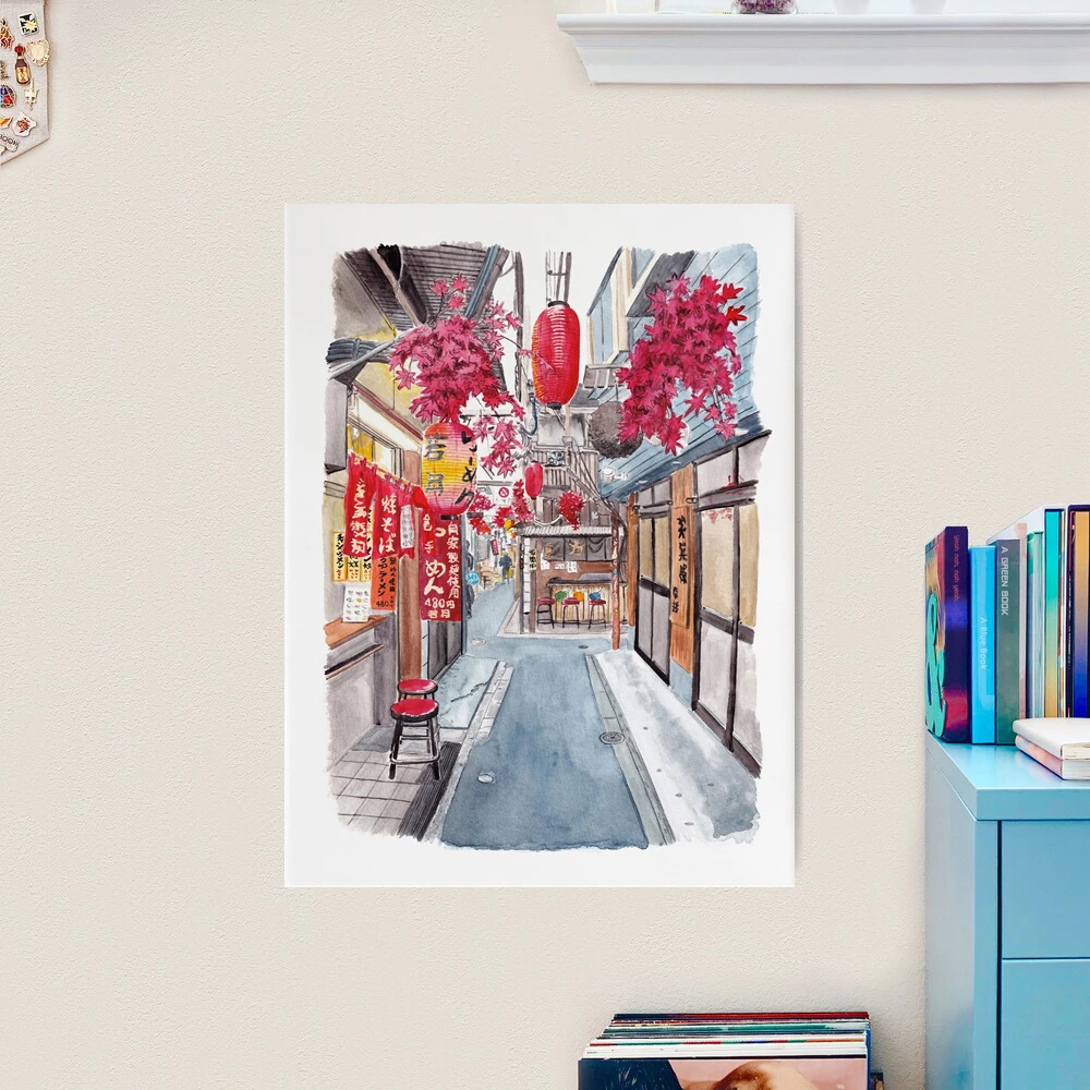 Shinjuku Alley Watercolor Print, Japan Wall Art, Tokyo Cityscape Painting, Japanese Urban Decor