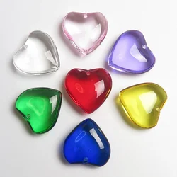 5pcs Heart Shape 20mm Glossy Crystal Glass Top Drilled Loose Pendants Beads For Jewelry Making DIY Crafts Findings