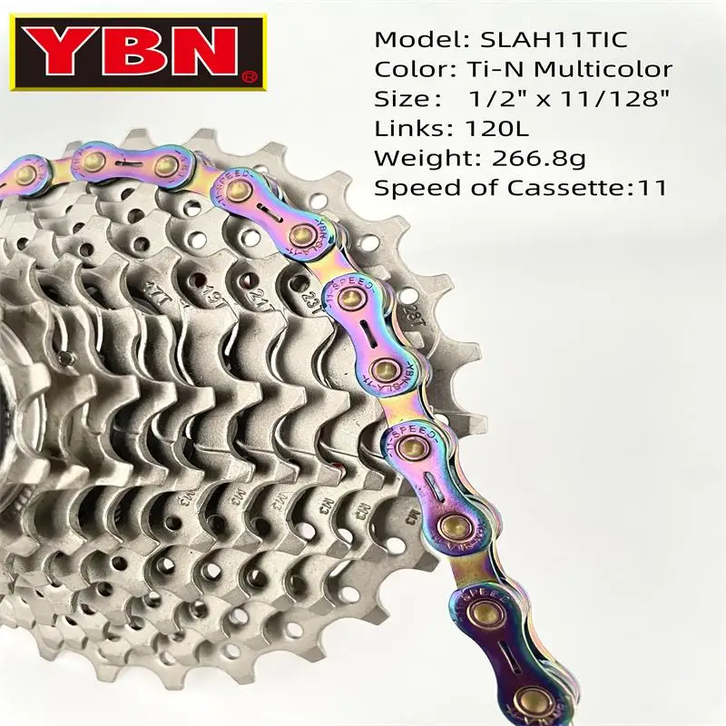 YBN Bike Chain 11 speed SLAH11 Half hollow  oil slick Titanium coating MTB road bike chain for Shimano/ SRAM