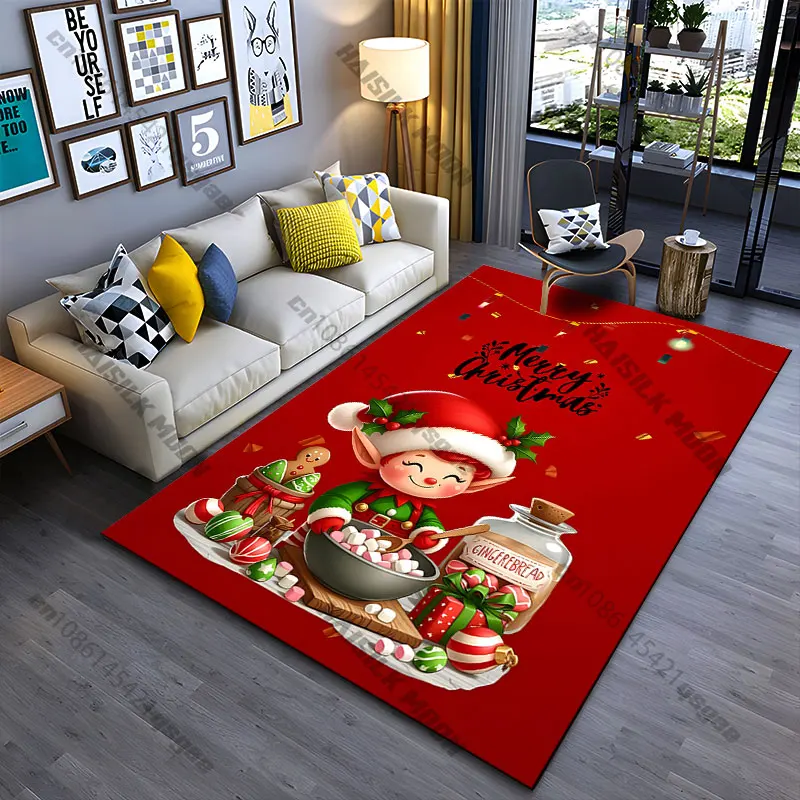 Christmas elf preparing treats carpet Yoga living room room decor children's crawling mat doormat area rug games mat