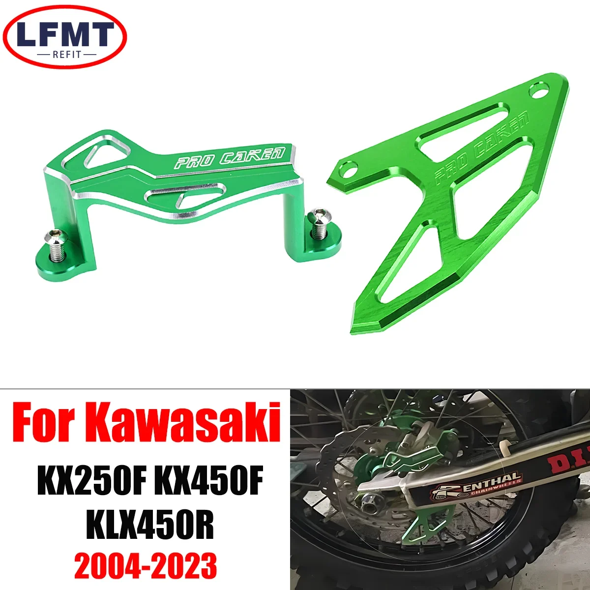 

Rear Brake Disc And Brake Caliper Guard Protector For Kawasaki Motorcycle KX250F KX450F KLX450R KX 250F 450F KLX 450R 2004-2023