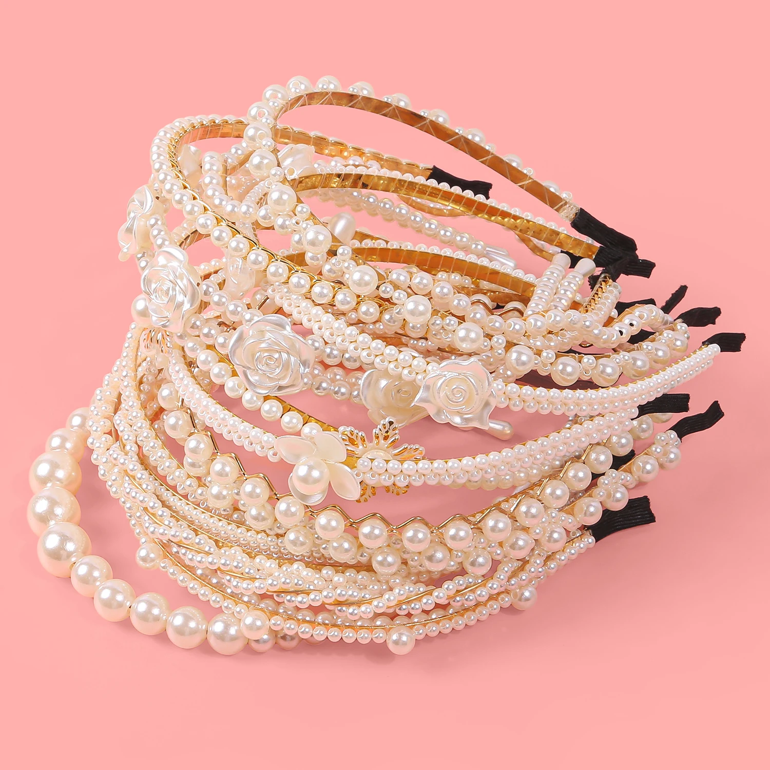 8/16pcs Pearl Rose Metal Combination Hair Band For Girls Elegant Fashion Headbands For Kids Women Party Daily Hair Accessories