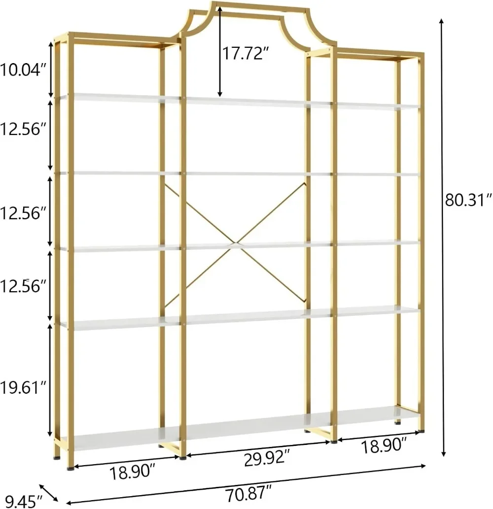 Triple Wide 5-Tier Bookshelf, 70.87