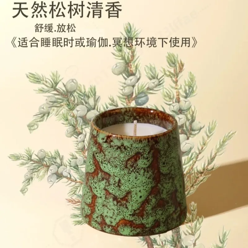 Retro Ceramic Scented Candle Cup Soy Coconut Wax Essential Oil Long Lasting Aroma Decor Ornament Ideal Hand Gift for Home Decor