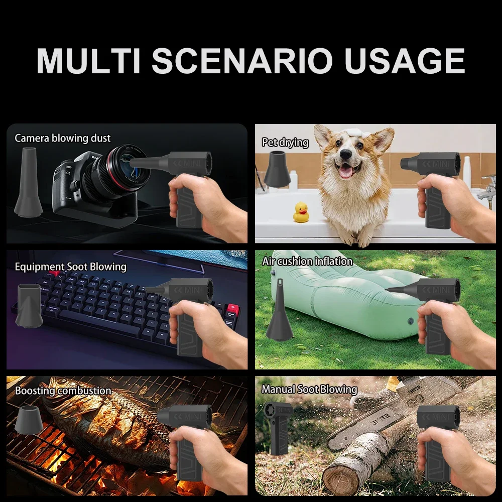 منظف الغبار المكنسة الكهربائية ومنفاخ الهواء 2 في 1 - مروحة عنيفة مع نفاثة توربو بدون فرش، 130000 دورة في الدقيقة، رياح قوية 41 متر/الثانية وشحن من النوع C #5