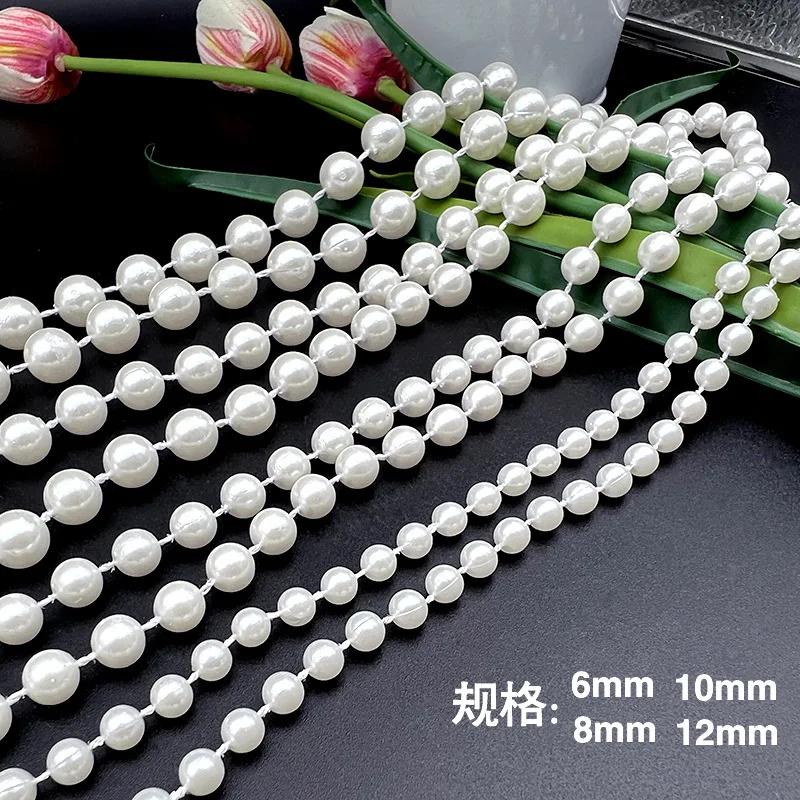 6-10mm Pearls String Beads Decoration Faux Pearl Garland Roll Strand for Crafting String of Flowers Wedding Valentine Decoration