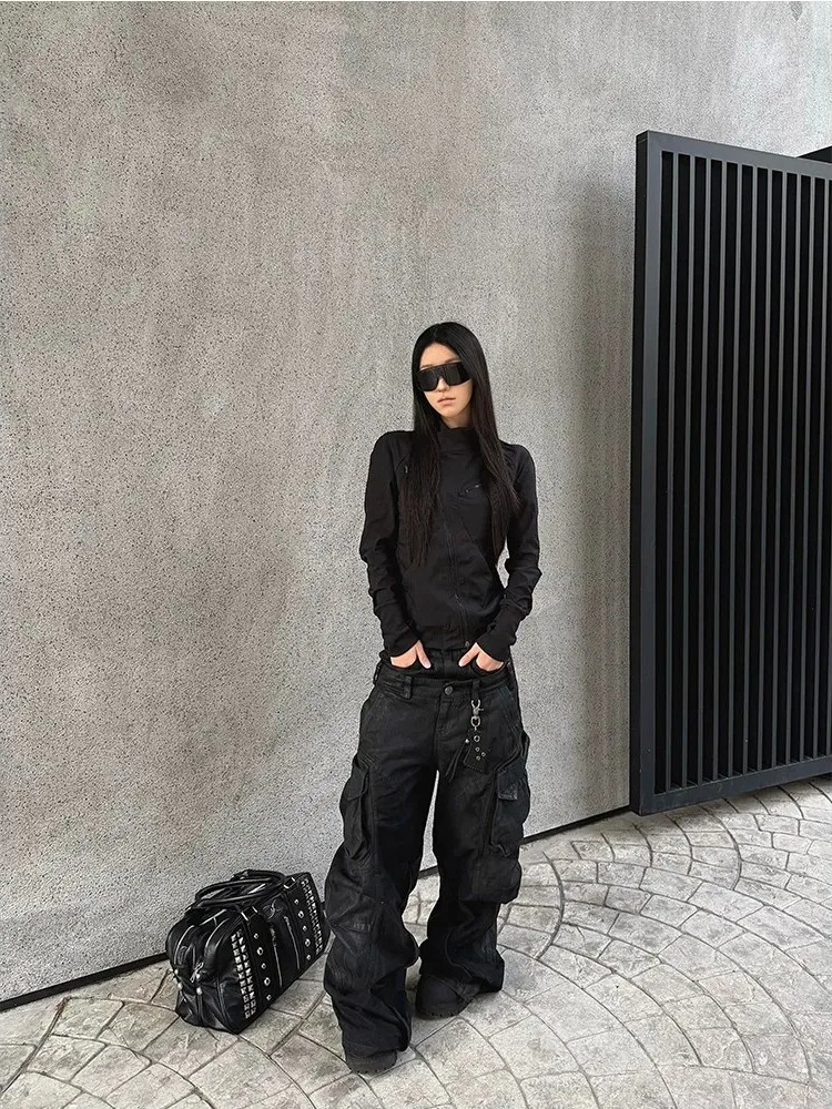 Black Summer Sun Protection Clothing Unisex Slim Fit Casual Style Zipper Closure Asymmetrical Design Elastic Versatile Jacket