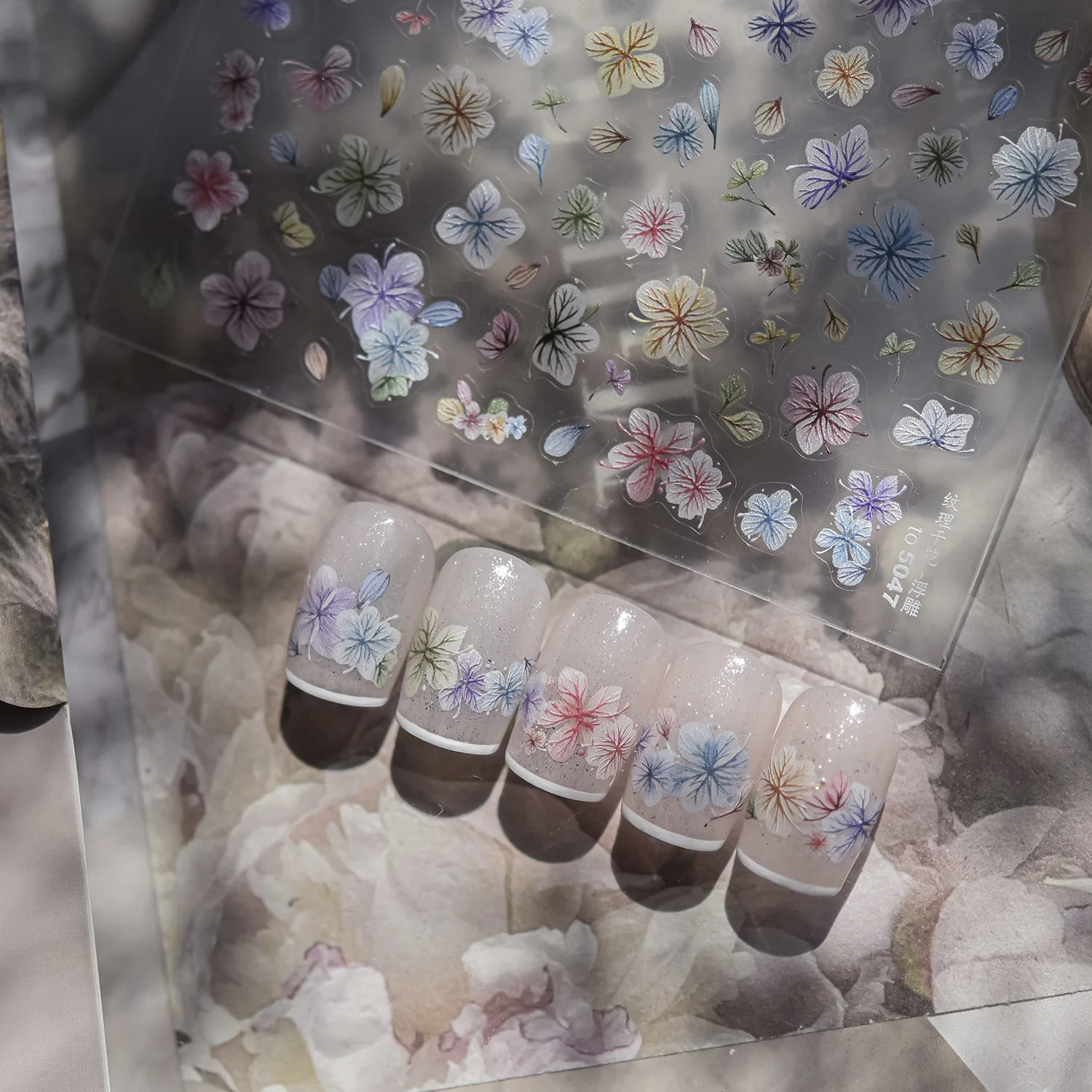 1 قطعة 5D تنقش الجافة زهرة مسمار الفن ملصقات محكم الزهور ذاتية اللصق مسمار السحر ملصق DIY بها بنفسك مسمار الفن زينة الشارات #3