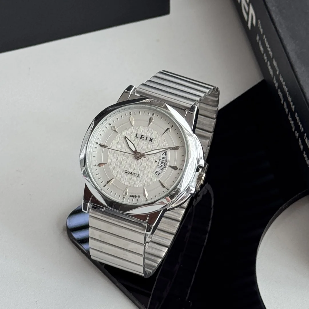 الفضة الرجال سوار فولاذي غير قابل للصدأ ساعة الأعمال رقيقة جدا الهاتفي ساعة اليد الذكور التقويم ساعات كوارتز ساعة Reojes De Hombre