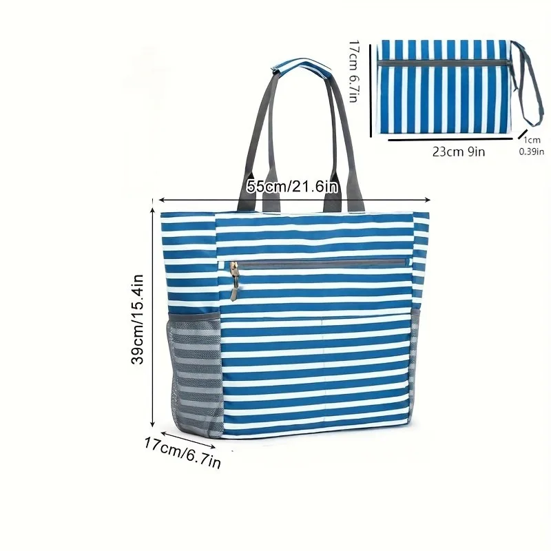 

Summer Beach Tote Bag Waterproof Foldable Large Capacity Lightweight Portable Travel Storage Bag For Outdoor Swimming Vacation