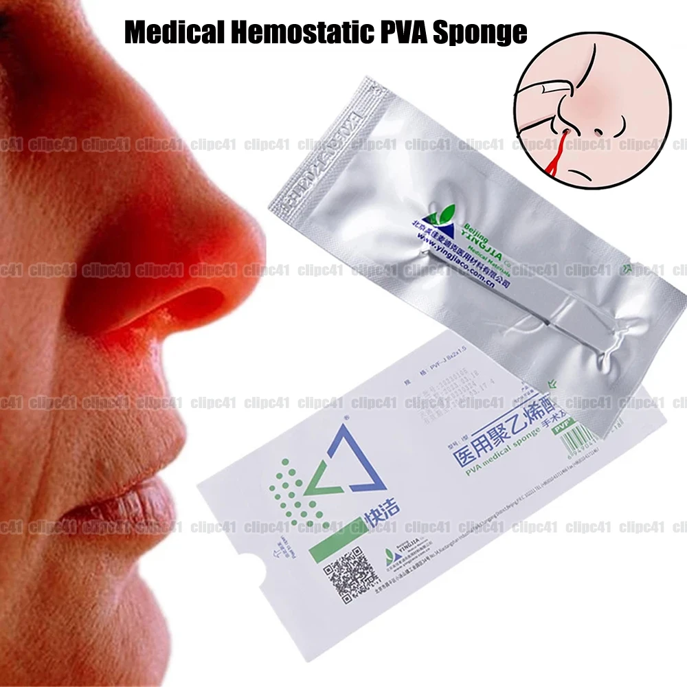 100Pcs PVA Nasal Dressing Sponge, Disposable Hemostatic Nose Bleed Packing Plugs for Medical Surgery & First Aid