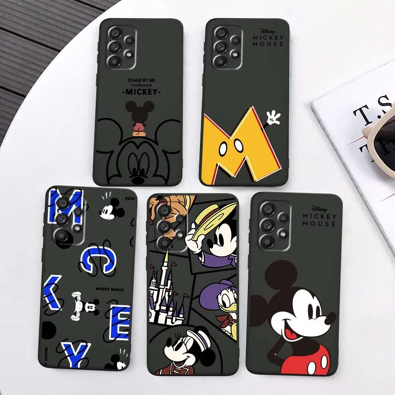 

Disney Mickey Mouse Fashion Phone Case For Samsung A73 A72 A71 A55 A54 A53 A52 A51 A13 A22 A16 A15 A05s A14 A05 A06 5G Black