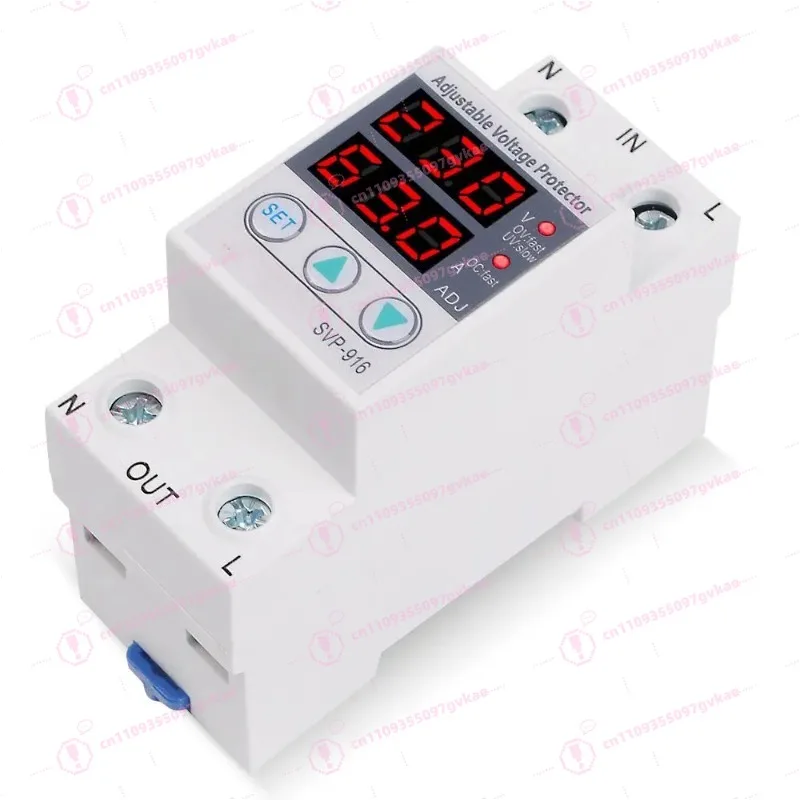 

SVP-916 Automatic Adjustable Voltage Relay Over Under Voltage Protection 40A 63A 80A ​Limit Current Dual Display