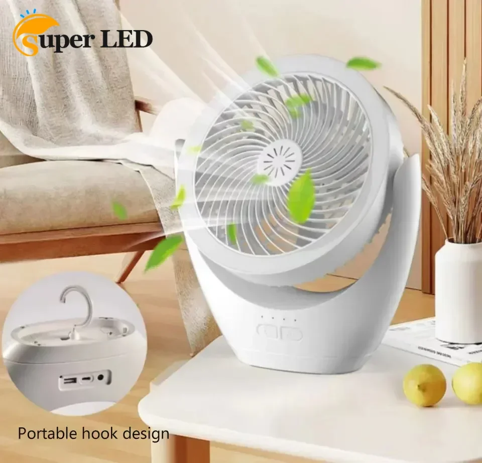 30W USB Charging Desktop and Hanging Fan Light Dual Use 60° Degree Adjustable Home Fan for Personal Use and Outdoor Activities