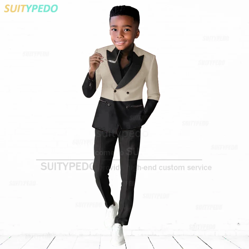 Tailor-made Children Slim Fit Suit Piano Performance Boys Luxury Tuxedos Homecoming Formal Double Breasted Blazer Pants Set