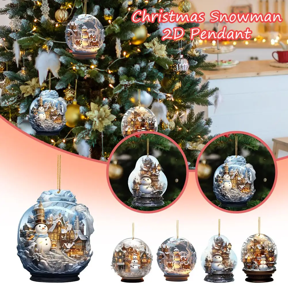 Cartoon Snowman Acrylic Christmas Tree Decoration Pendant Party and Decor Lightweight Home Garden Festive And Portable V6C9