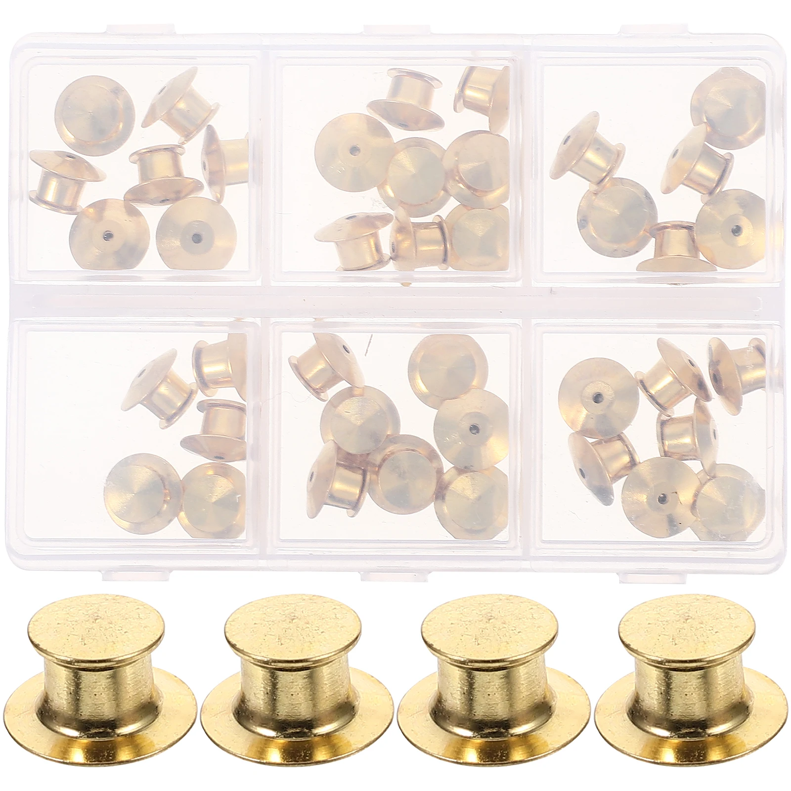 

40pcs 1 Box Locking Backs Metal Pin Keepers Clasp For Brooches Badges Enamel Pins Diy Crafts Secure Closure Unique Buckle