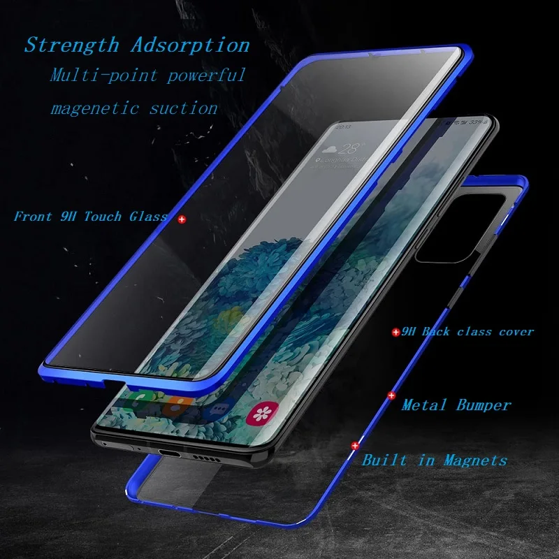 Magnetic Glass Mobile Phone Case For Samsung Galaxy S25 Ultra S23 S24 Ultra S22 Plus S21 FE A14 A53 A54 Phone Protection Cover