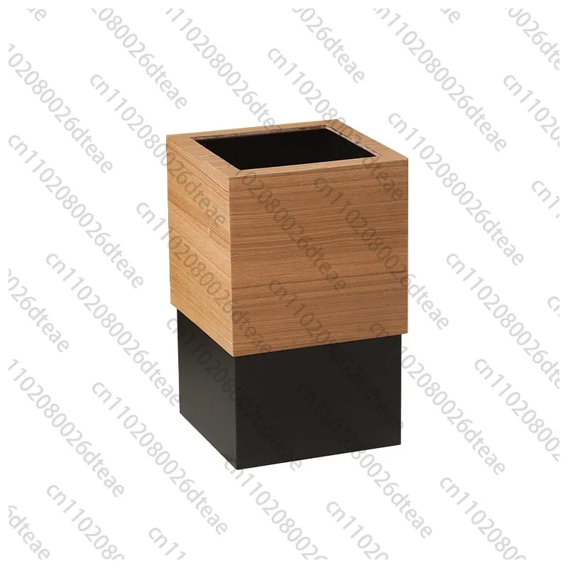 Creative style Solid Wood With A Covered Trash Can, Household Bedroom Hotel Light Luxury Wooden Garbage Can Home Tools