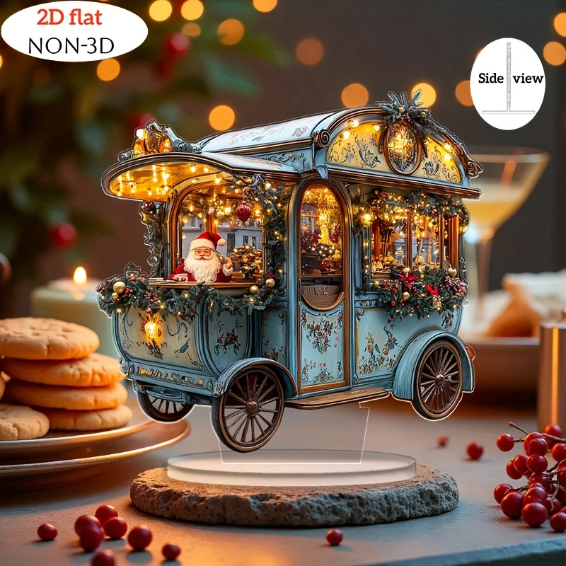Bohemian Style 2D Acrylic Santa Sleigh Home Decoration Retro Glitzy Christmas Party Gift for Winter Festive Decor