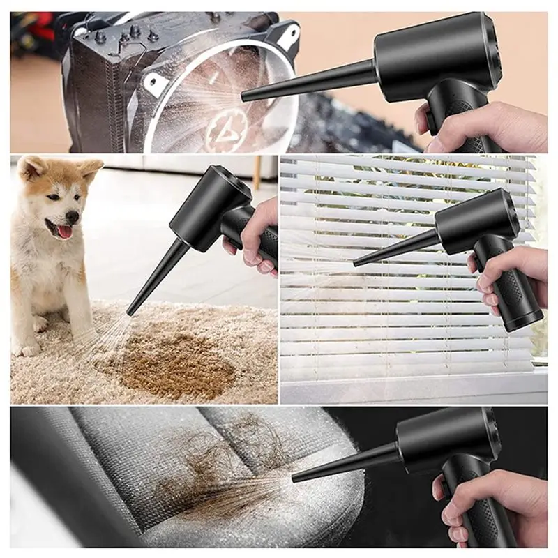 Stylish-1 Set Air Cleaner 68W Compression Blower 51000 RPM Black Powerful Suction Portable Computer Keyboard Multi-Function
