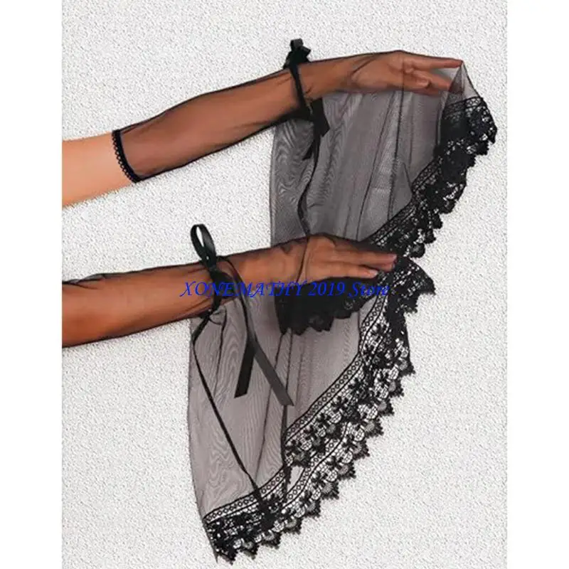 F42F Black White en dentelle Soules bras Victorien Design des événements officiels pour femmes