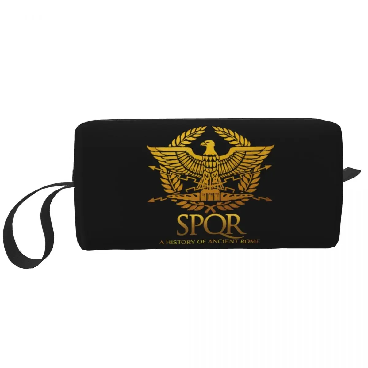 

SPQR Roman Empire Makeup Bag Travel Cosmetic Organizer Cute Gladiator Tshirt Imperial Golden Eagle Emblem Storage Toiletry Bags