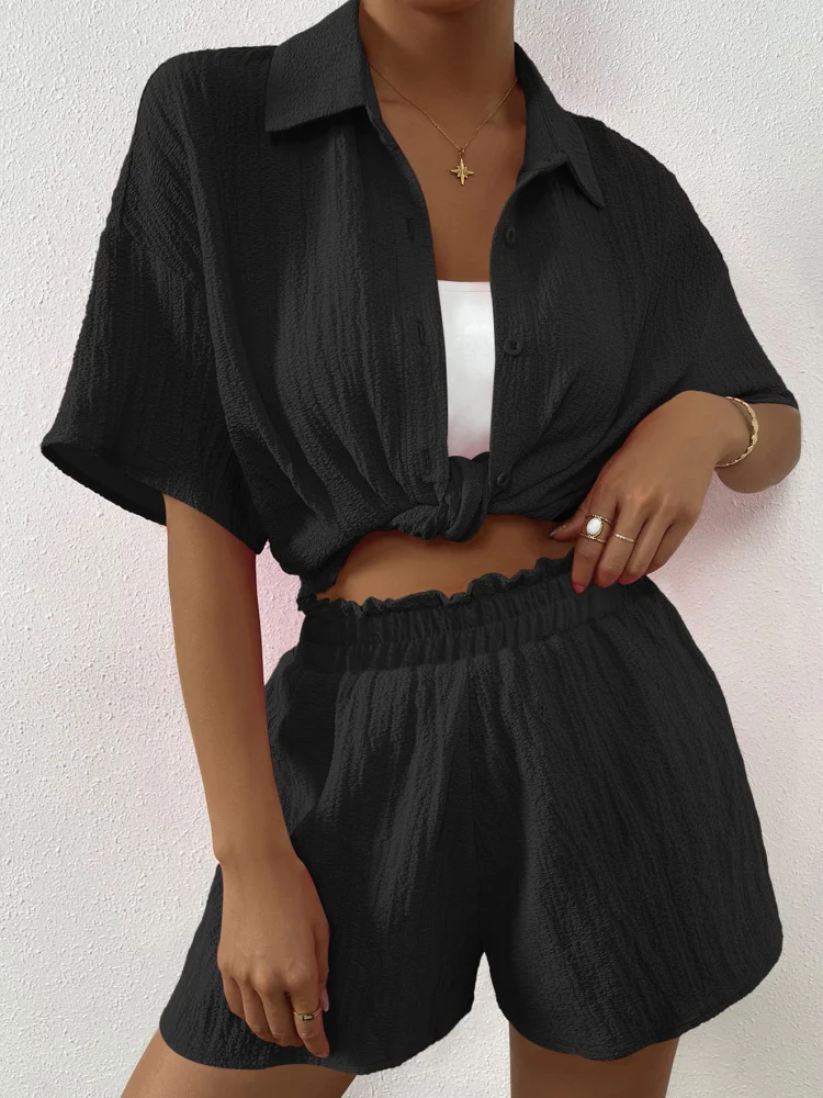 

Summer Faion Casual Women's Set ort Sve irt orts Button Cardigan Lightweight Breathable Comfortable Traveling Outfit