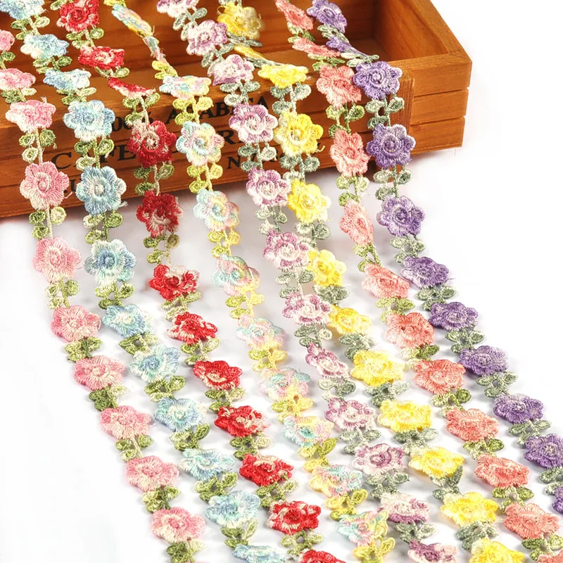 1yard/Bag 1.9cm 8Colors Trim Lace Flower Ribbons For Wrapping Gift DIY Clothes Sewing Accessories Party Decor Fabric C4055