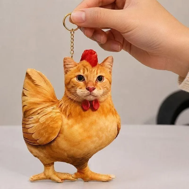 Simulated Cat Chicken Print Pillow Creative Hugging Pillows Stuffed Animal Soft Cushion Decors Bag Pendant Gifts for Friends