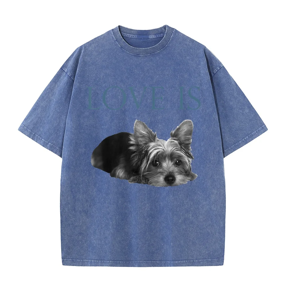 Love is Yorkshire Terrier Yorkie T-Shirt Playeras Oversize Ropa De Hombre Ofertas T Shirt Masculinas Everyday Graphic Short