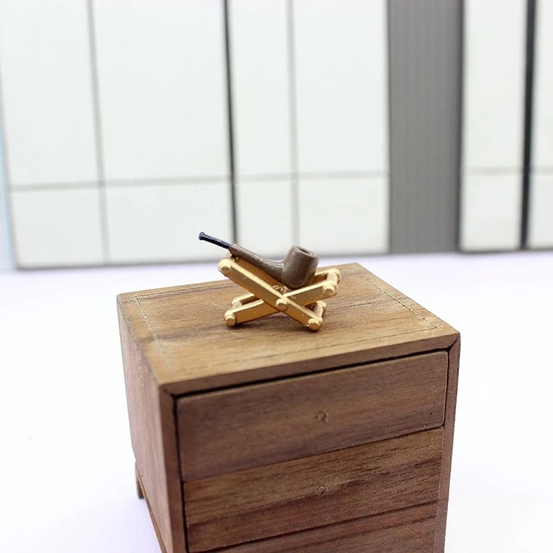 1set Mini Dollhouse Pipe Rack Model Decor 1:12 Bedroom Scene Accessories Miniature Bedside Table Ornament Micro Scene Props