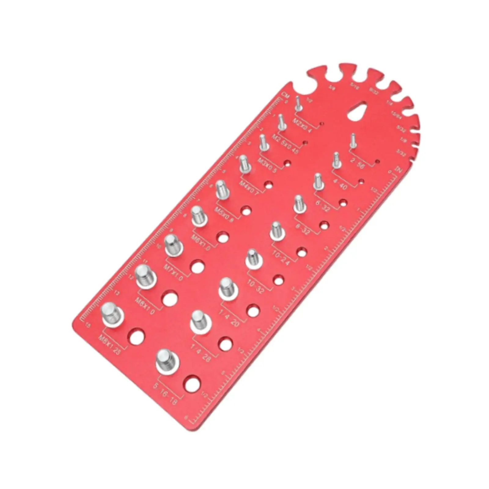 Nut and Bolt Thread Checker with inch cm Ruler Screw Size Chart