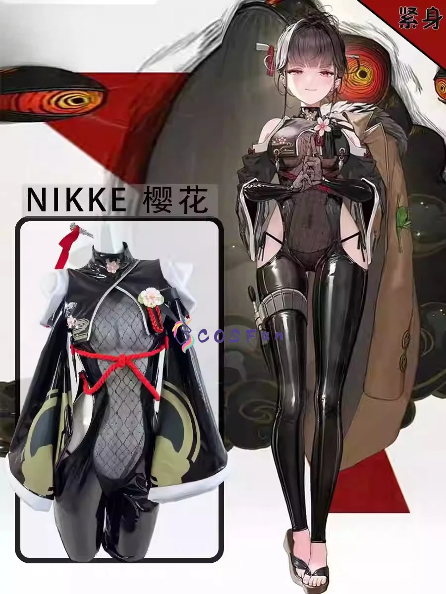 

Костюм для косплея Game Nikke Sakura: сексуальный женский комбинезон-зентай из лакированной кожи для Хэллоуина