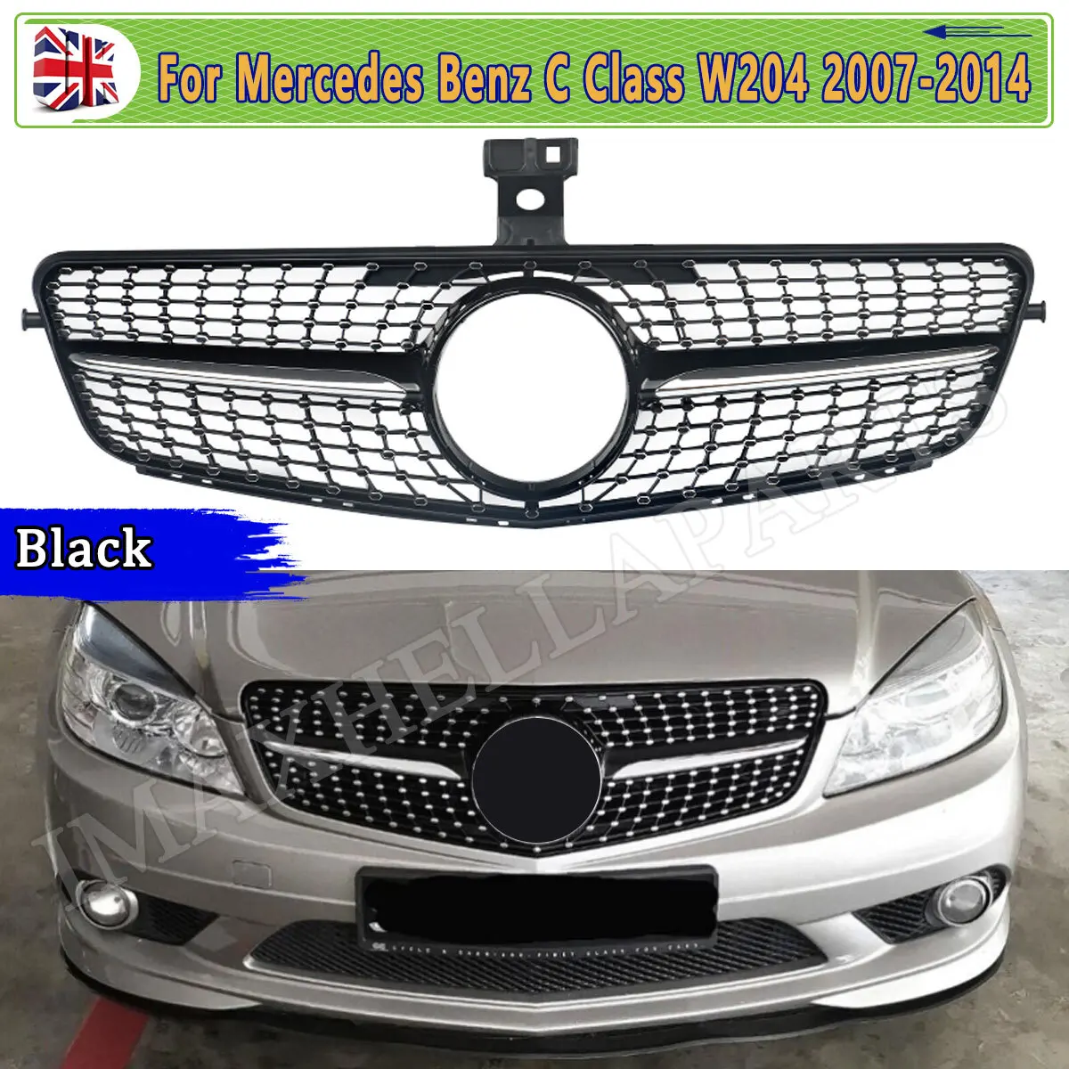 

Решетка бампера автомобиля для MERCEDES Benz W204 S204 C204 C CLASS C180 C250 C350 C200 CDI 2006-2014 ПЕРЕДНЯЯ GRILLE GRILL DIAMOND ЧЕРНАЯ